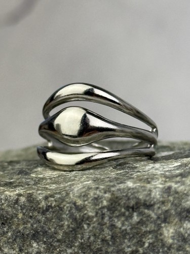 Bague argentée triple - argentée, vague