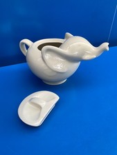 Théière forme d'éléphant Lipton Blanche Made in France Vintage 1980 TBE