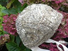 Bonnet coiffe Bretonne Bigouden Bonnet Perlé soie blanche bon état début XXème