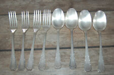 MENAGERE 8 PIECES MÉTAL ARGENTÉ  84 GR POINCON D.C ALFENIDE M.A ...499 grammes