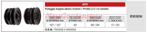 Poulie double arbre moteur mtd - double,