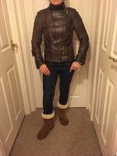 Veste ajustée en cuir marron