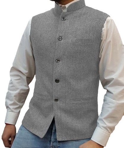 Mens tweed vest herringbone - vest,