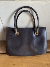 Adorable Sac à main en cuir reptile python vintage 1970 1960 Marron Chocolat