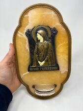 Bénitier XIX Eme Vierge Laiton et Marbre Antique Stoup 19 th Sacred Art Sacré