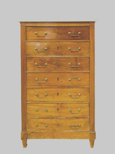 chiffonnier Louis XVI en noyer massif dessus marbre blanc . XIX siècle .