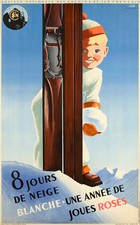 Original Art Deco Ski Poster - R Hugon - Days of Fun in the Sun and Snow - 1938