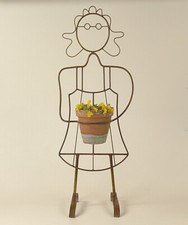 Vintage Wire Girl Figure Plant or Umbrella Stand, Unique Postmodern Design