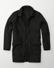 [NWT] Abercrombie & Fitch Men Italian Wool Mac Coat Topcoat Jacket (Size M Grey)