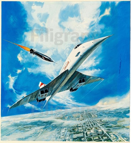 Avion concorde rowa poster - avion,