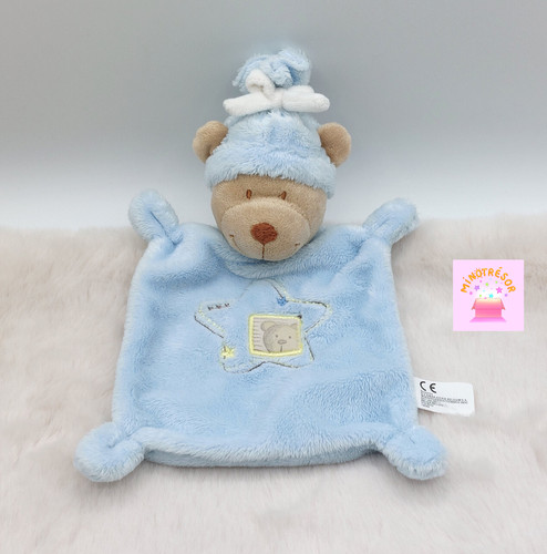 Doudou plat ours - , bleu