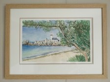 Aquarelle originale phare de Pontusval à Brignogan,  Finistère