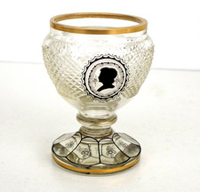 BOHEME Steinschönau Verre en Cristal Portrait Silhouette Pointes Diamant ca 1900
