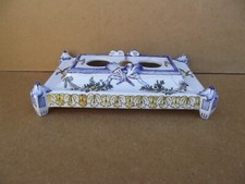 Encrier Double Faïence De Gien XIXe Décor Renaissance