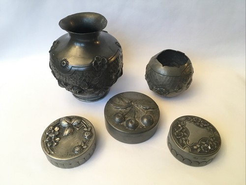 Boîtes vases étain art - et,
