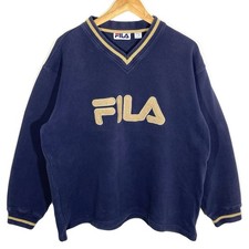 Sweat Col V Coton Piqué Rug Logo Vintage 90’s Fila