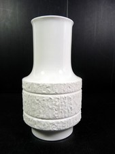 Vase vintage porcelaine blanche Rosenthal signé Thomas Germany H - 19,5 cm