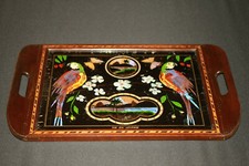 PLATEAU MARQUETERIE 52cmX38,2cm AILES DE PAPILLONS (RIO DE JANEIRO  BRESIL)