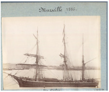 France, Marseille, Un Voilier  Vintage albumen print.  Tirage albuminé  12x1