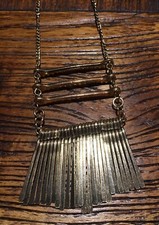 Gold Tone Bar Pendant Multi