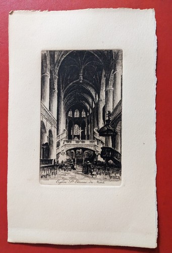 Eau forte église st - Église, etienne