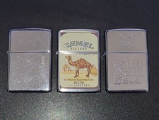 LOT DE 3 ZIPPO CIGARETTES TABAC CAMEL MARLBORO GAULOISES BLONDES BRIQUETS