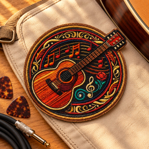 Embroidered acoustic guitar - embroidered,