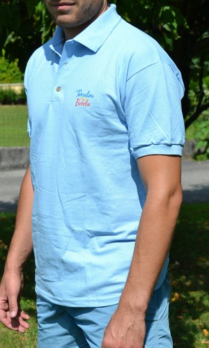 Polo bleu ciel unisexe brodé - polo,
