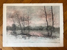 Bernard GANTNER - lithographie originale signée Lac rose