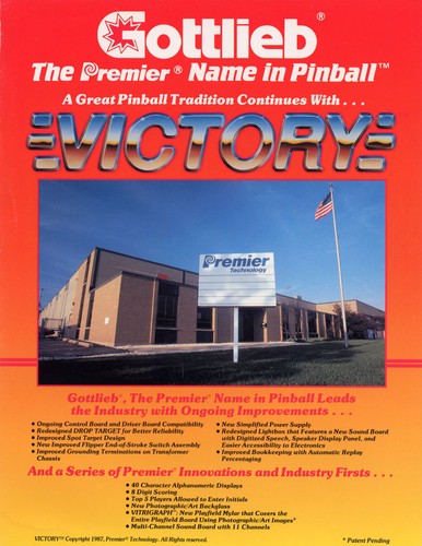 1987 gottlieb victory pinball - gottlieb,