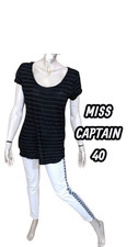 Miss Captain Taille 40  Haut top tee shirt manches courtes noir gris femme