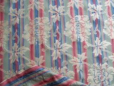 ANCIEN COUPON STYLE TOILE MATELAS MOTIFS FEUILLAGE TONS VERT BLEU ROUGE- M 6/1