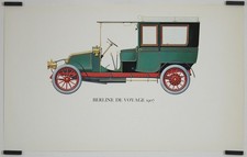 Renault Berline de voyage 1907 Circa 1980 Affiche Originale Automobile Publicité