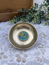 Coupelle / Vide-Poche en Laiton Fond Émaillé – Origine Chine Vintage