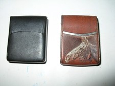 étui pochette en cuir pour paquet de cigarettes ancien genre gauloise lot de 2