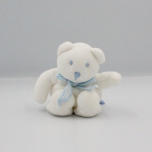 Petit doudou ours blanc noeud - doudou,