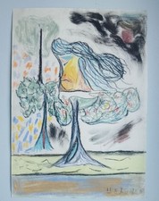 Pastels Secs Surréaliste 1993 " L'esprit Des Arbres" 42/30cm