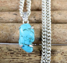 Naturel Bleu Turquoise 14.35 Carat Couchage Beauté Gemme Naturel Homme Pendentif