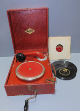 -GRAMOPHONE ORPHEE 1935 JOUET pour ENFANTS avec 7 Disques + Boite aiguilles   D