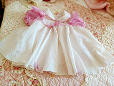 robe blanche vichy rose grande poupée 6/9mois