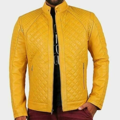 Veste cuir jaune véritable - veste,