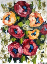 Peinture fleurs roses art - peinture, à