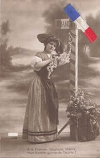 CP PATRIOTIQUE ALSACIENNE POTEAU FRONTIERE AJOUTI DRAPEAU - 36546