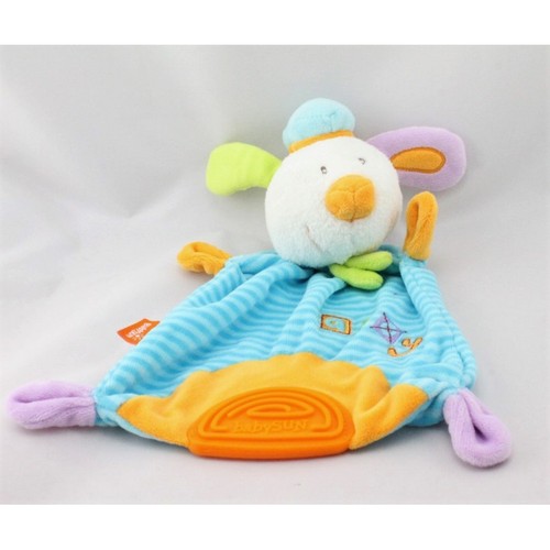 Doudou plat chien - bleu, orange