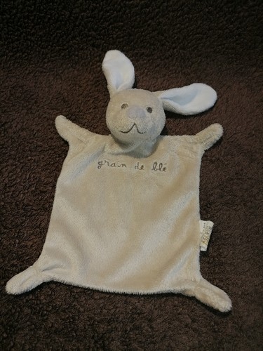 Doudou plat lapin beige brun - doudou,