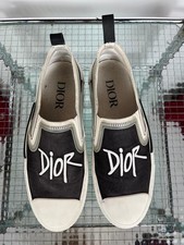 Dior Slip-On Sneakers Unisex Logo Graffiti Embroidery Canvas Shoes EU 40