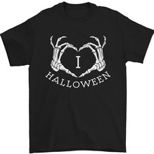 I Love Halloween Drôle Main Squelette Crâne T-Shirt 100% Coton