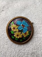 Ancienne broche émaux de Limoges - Mazaudois - Art Déco 