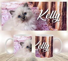 Mug Chat Sacré de Birmanie personnalisé avec prénom