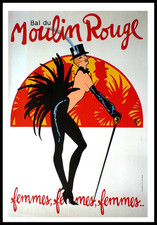René GRUAU : Moulin Rouge PARIS, affiche ancienne originale signée 1980
